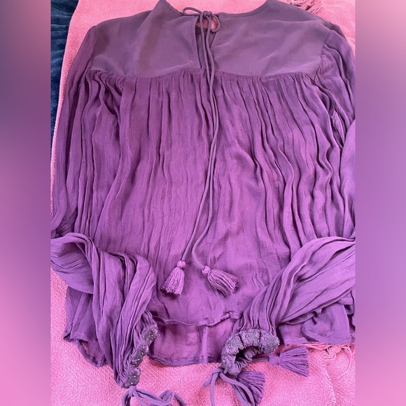 SOLD | Free People Retro Sheer Blouse in Dark Purple - SOLD - Picture 5 of 16